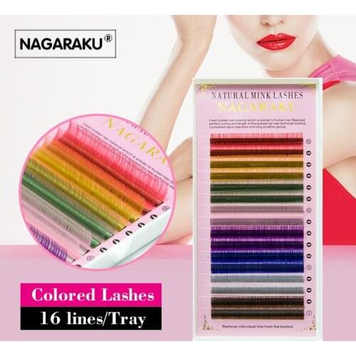 Misslamode 8 Colors 16rows Rainbow Eyelash Extension color False Fake Lashes eyelashes false eyelash 0.07/0.10 1pc/lot
