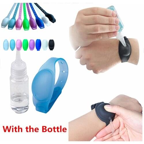 1Set Reusable Wristbands Hand Sanitizer Dispensing Portable Bracelet Liquid Wristband Hand Dispenser Wrist Support with A Bottle
