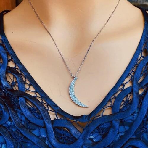 Moon 925 Sterling Silver Necklace Women Girls Gift Jewelry Accessories Fashion Handmade Elegant Chain