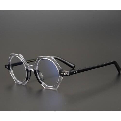 2021 High Quality Acetate With Texture Glasses Frame Men Hexagon Eyeglasses For Women Clear Lens Prescription Eyewear Spectacles
