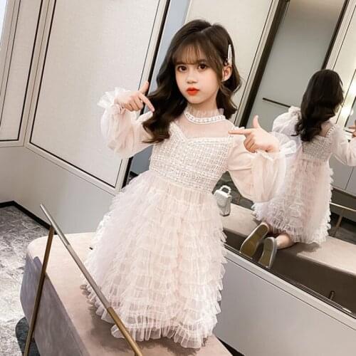 4 To 14 Years Kids and Teen Girls Mesh Patchwork Princess Dress Spring 2021 New Children Party Clothing Elegant Sweet, #9376