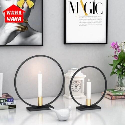 Nordic Round Simple Black Candlestick Home Decoration Table Candlelight Dinner Decoration Decoration Candle Stand Candleholders