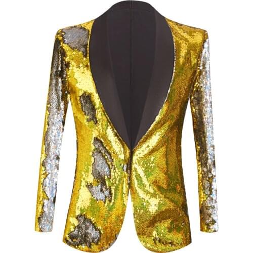 New Men Bridegroom Blazers Suit Sequin Glitter Show Blazer Lapel Coat Slim Jacket Men Clothes Wedding Party Top Blazer Plus Size