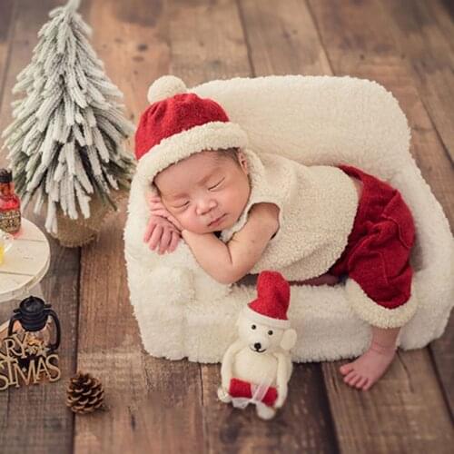 Newborn Baby Clothes Boys Girls Christmas Cartoon Santa Shorts+Vest+Hat Outfits F3ME