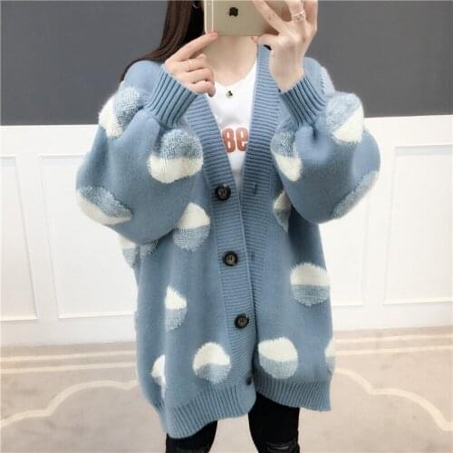 Autumn Winter Thick Long Knitted Sweater Women Cardigan Korean Fashion 4 Color Loose V Neck Long Sleeve Knit Jacket Coat Female