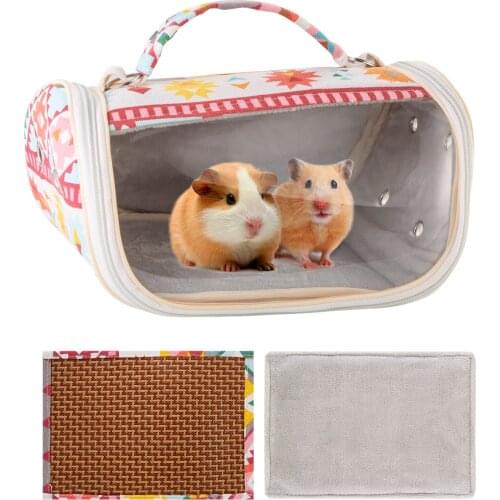 Pet Carrier Bag Portable Breathable Pet Carrier With Clear Window For Small Pets Hamster Squirrel Hedgehog(Red)