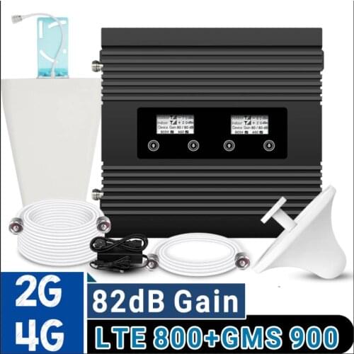 ATNJ Power 4G LTE 800 GSM 900 Signal Repeater 82dB Gain Band 20 Two LCD Display Cellular Signal Booster GSM 4G LTE Amplifier Set
