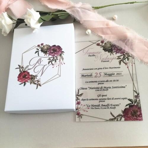 Burgendy Wedding Favor Invitation Cards with Box Free Shipping Wedding Announcement Invitations Wholesale