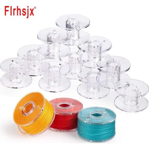 FLRHSJX Empty Sewing Threads Bobbin Plastic Spools Bobbins for Bro-Ther/Sin-ger/Jano-me Universal Domestic Sewing Machine Parts