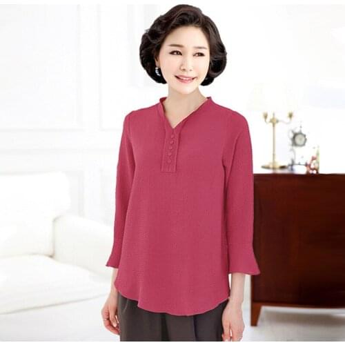 Plus Size Women Clothing Shirts And Blouses Middle-Aged Female Pullover Large Size 5xl Ladies Loose Tops Chiffon Blouse