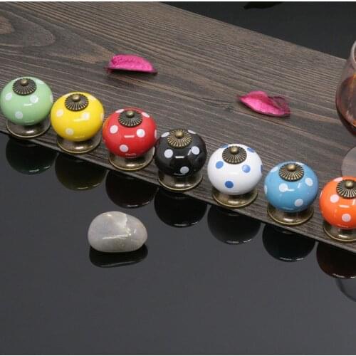 Retro Wardrobe Round Single Hole European Cabinet Furniture Cartoon Zinc Alloy Pumpkin Ceramic Handle Ladybug Drawer Handle