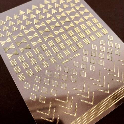 HANYI series HANYI-147 gold line wave DESIGNS COOL 3d nail art stickers decal template diy nail tool decorations