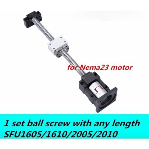 1 set ball screw SFU1605 SFU1610 SFU2005 SFU2010 end machined with BKBF12/15+nut holder+coupling+motor seat/mount for CNC router