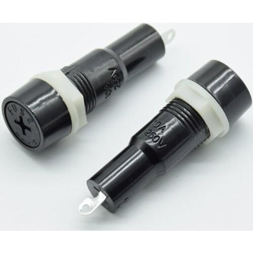 5pcs/lot 5*20mm glass fuse holders 5x20 black insurance tube socket fuse holder for 5*20 insurance Panel Mount Fuse Holder