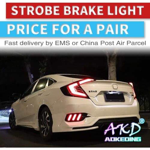 LED car styling Tail Lights Fit For Honda Civic X G10 10th 2016 2017 2018 2019 Rear Lamp Red Smoke Lamps Brake light