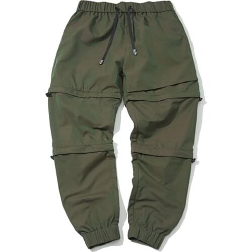 PUPIL TRAVEL Techwear Transform 3in1 Pants Mens Reflective Drawcord Shorts Joggers 3/4 Length cargo Trousers Japanese Streetwear