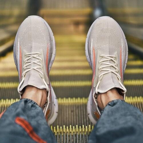 Sneaker comfortable hot casual solid Sneaker sneakers knitting para sport breathable Fashion de 39 casuales sapato black Male s