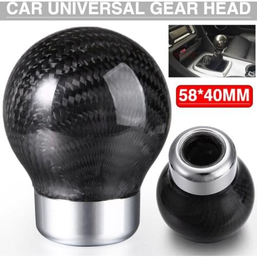 1pc Real Carbon Fiber Universal Car Gear Shift Knob Shifter Lever Round Ball Shape No Number Style Accessories
