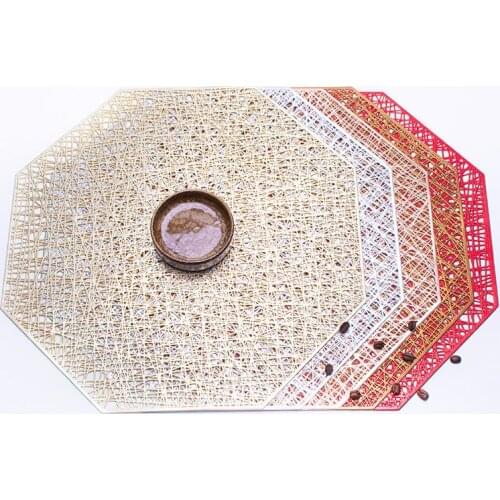 Octagonal hollow PVC tableware mat, modern and simple western table mat, hotel waterproof and heat-resistant mat tea coaster
