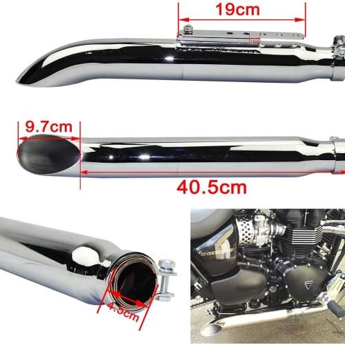 Chrome Steel Slash Cut Silencer Pipe For Harley Honda Triumph 1-3/8" 1-1/2" 1-5/8" 1-3/4" Cafe Racer Bobber Exhaust Mufflers