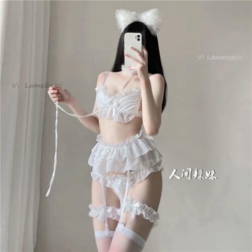 Japanese Lolita Cute Underwear Lace Kawaii Baby Doll Sexy Lingerie Set Soft Girl Black Pajamas Cosplay Costumes Exotic Apparel