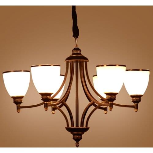 American Country Iron Chandelier Cheap 4 Arm 6 8 Lighting Fixture Glass Shade E14 Led Lamp for Dining RoomBedroom living room