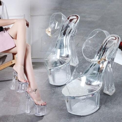 STAN SHARK Women Car Models Sandals 2020 Summer New High Heel Peep Toe Sandals 18/20cm Thick Bottom Waterproof Nightclub Sandals