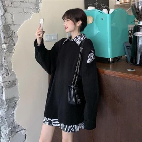 2021 Korean Autumn Women 2 Pieces Blouse Sets Causal Long Sleeve Shirt Tops + Knitted Sweaters Female Casual Two Piece Set Q874