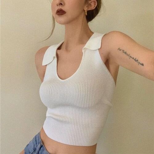 Make firm offers no less lapel deep V knitting sleeveless vest outside the sexy