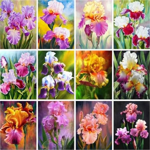 Huacan 5d Diamond Painting Flower New Arrivals Mosaic Embroidery Iris Cross Stitch Home Decor Wall Stickers