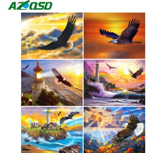 AZQSD Full Drill Diamond Painting Eagle Sunset Cross Stitch Handicraft Diamond Embroidery Animal Mosaic Rhinestones Home Decor