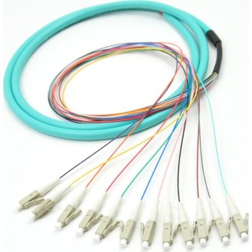 Free shipping 12 core Fiber Optic Bundle Pigtail LC multimode fiber optical MM OM3 50/125