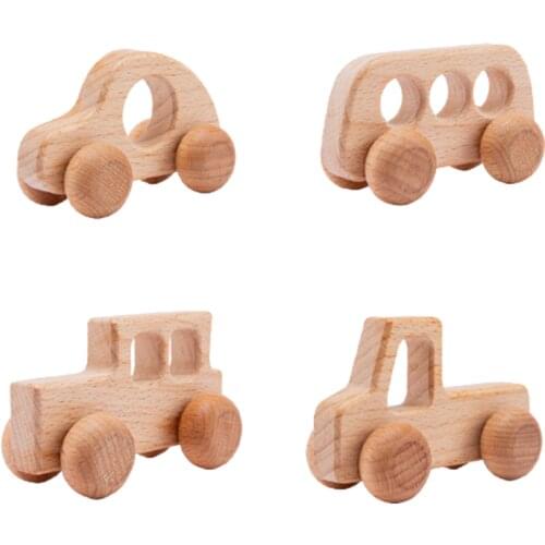 1pc Wooden Toys Beech Wood Car Blocks Cartoon Educational Montessori Toys Children Baby Teething Newborn Birthday Gift Wood Toy