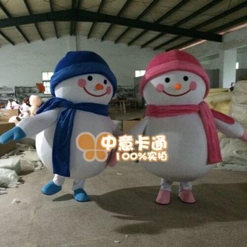 Snowman Mascot Costumes Walking Cartoon Apparel Birthday Party Advertisement Costumes Halloween Fancy Christmas