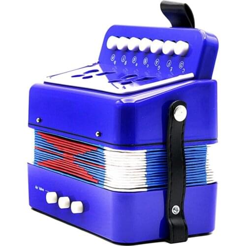 Kids Accordion Musical Instrument Seven Button Playing Christmas Gifts Blue