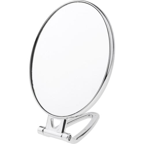 Double Sided Round Mirror with 1x and 2x Magnification - Adjustable Folding Handle for Bathroom