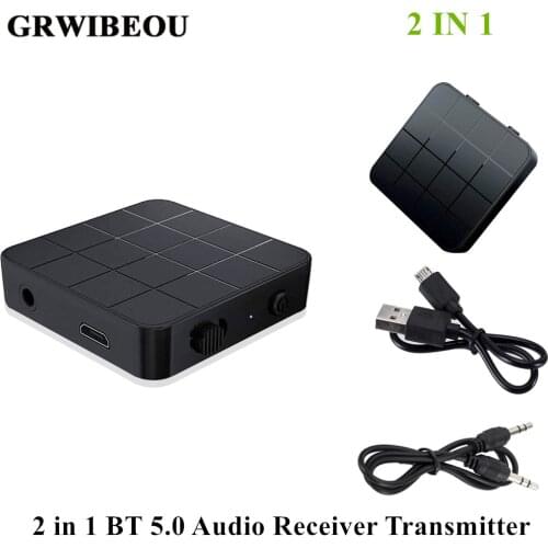 Grwibeou Bluetooth 5.0 Audio Receiver Transmitter 2 IN 1 3.5mm 3.5 AUX Jack RCA Stereo Music Wireless Adapter For TV PC Car