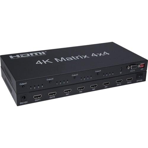 HDMI 4X4 Matrix HDMI 4 in 4 out Matrix Switcher box HDMI Matrix 4X4 4K/60Hz HDCP 2.2 with RS232&IR remote control