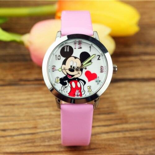NEW Disney Mickey Mouse Kids Watch Student Fashion Quartz Belt Watchs Cartoon Anime Figure Girls Watches Childrens Gifts