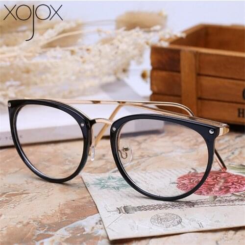 Retro Metal Frame Eyeglasses Oversized Clear Lens Glasses Men Women Transparent Optical Cat Eye Glasses Frames Spectacle