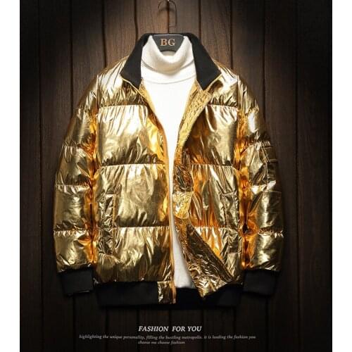 Autumn/Winter Korean Bright Mens Cotton Winter Jacket Man Solid Zipper Cotton-Padded Coat Stand Collar Parkas Male M-3XL M09