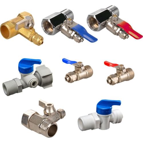 1/4'' 1/2'' Male 1/4 3/8 Tube Water Adapter RO Feed Ball Valve Faucet Water Filter Reverse Osmosis System for Water Purifier Tap