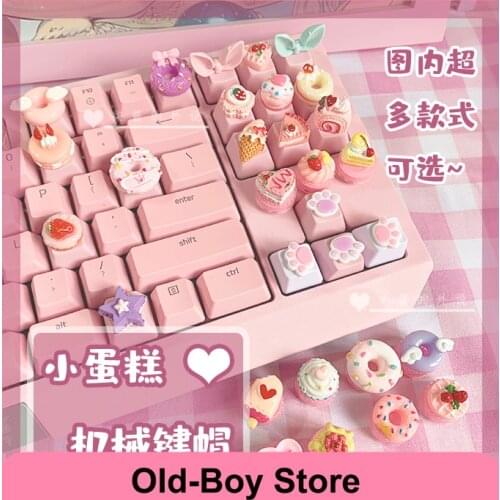 Personalized keycaps Keycap custom decoration PBT pink cute cake cat claw beautiful girl anime transparent crystal diy keycap