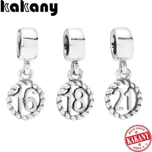 Original 1:1 High Quality 925 Sterling Silver 16th, 18th, 21th Birthday Pendant Charm Fashion Women Popular Diy Jewelry
