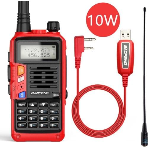 Red BaoFeng UV-S9 Plus 10W High Power 50KM Long Range Portable Powerful Walkie Talkie Transceiver With Cable Upgrade UV-5R Radio