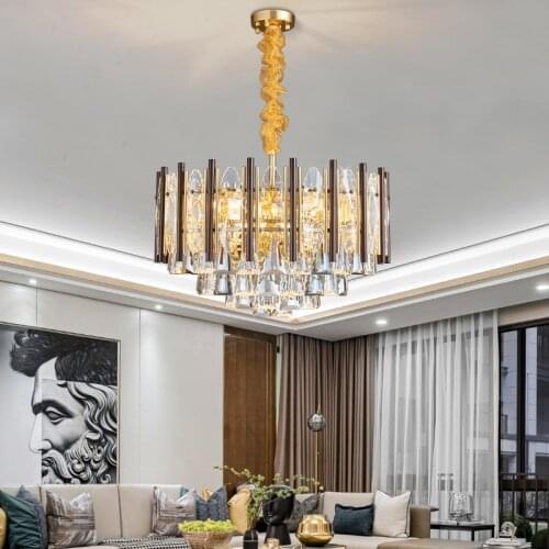 Light luxury post-modern Hong Kong style living room creative minimalist bedroom crystal room atmospheric dining room chandelier