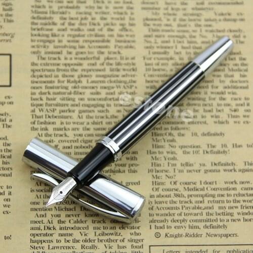 Luxury Baoer 051 Smooth Stainless Black Medium Nib Study Business Fountain Pen