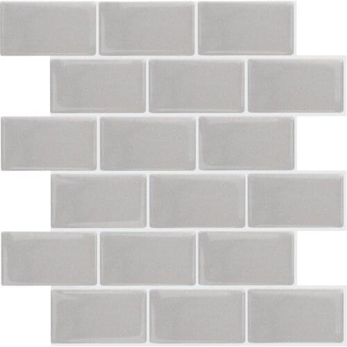 2.5MM High-Grade Gray Subway Tiles 3d Self-Adhesive Waterproof Tile Stickers Bathroom Splash Backsplash Easy To Cut（30.5*30.5cm