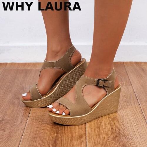 Summer sandals women pure color wedges peep-toe casual women flat shoes non-slip retro casual womens shoes 2021 fashion