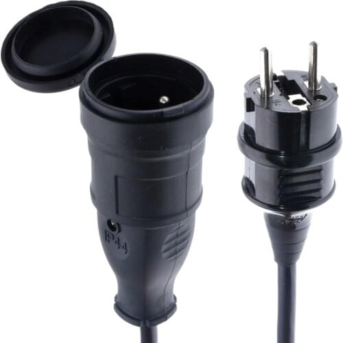 French AC Power Extension cable,Eurpoean Schuko male Plug to Female Outlet Socket Waterproof Power Cord 3x1.5mm Wire 16A